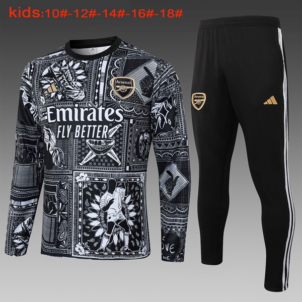 Niños Camiseta Training Arsenal 2024-25 Negro Blanco